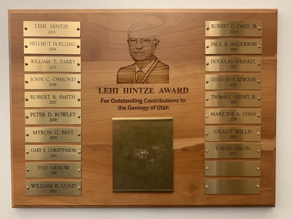 Utah Geological Association - Lehi Hintze Award